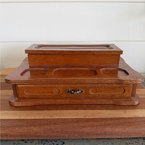 Wood Leather Felt LONDON 2-tiered Dresser Valet
